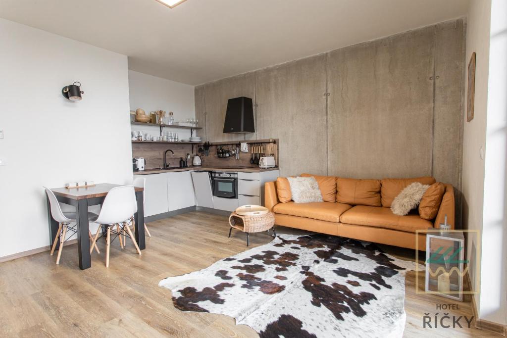 Kuchyň nebo kuchyňský kout v ubytování Apartmány Perla - Hotel Říčky