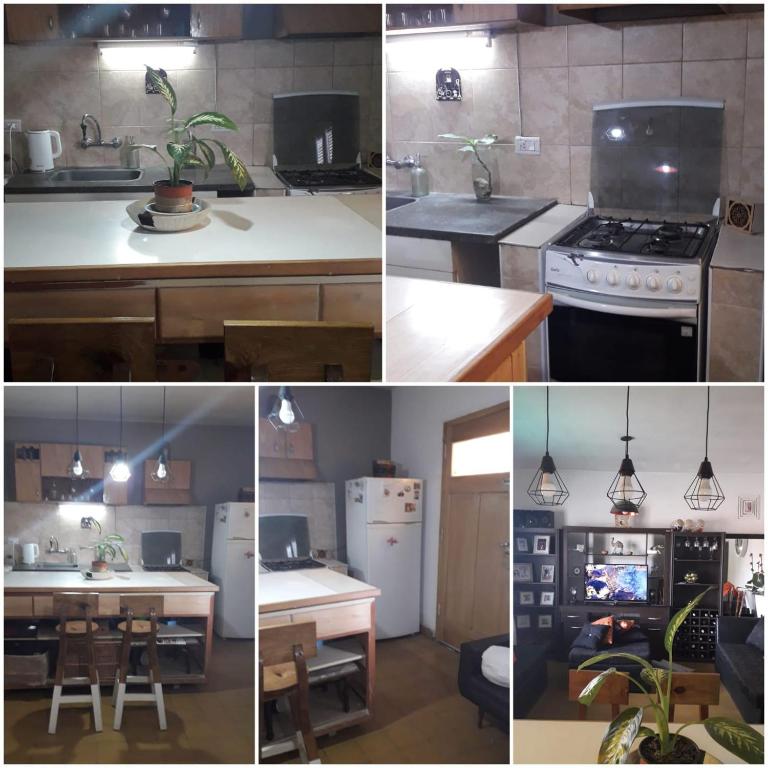 un collage de cuatro fotos de una cocina en Departamento Matienzo en Maipú