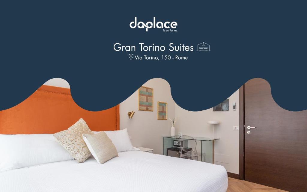 a bedroom with a bed and a blue blob at Daplace - Gran Torino Suites in Rome