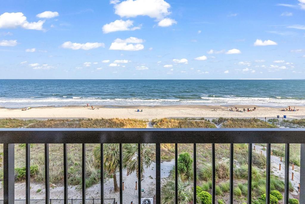 a view of the beach from the balcony of a condo at Water Pointe I 503 Condo in Myrtle Beach