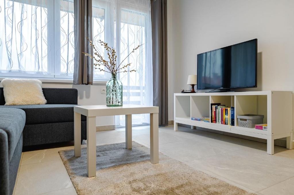 TV a/nebo společenská místnost v ubytování Apartma na hribu
