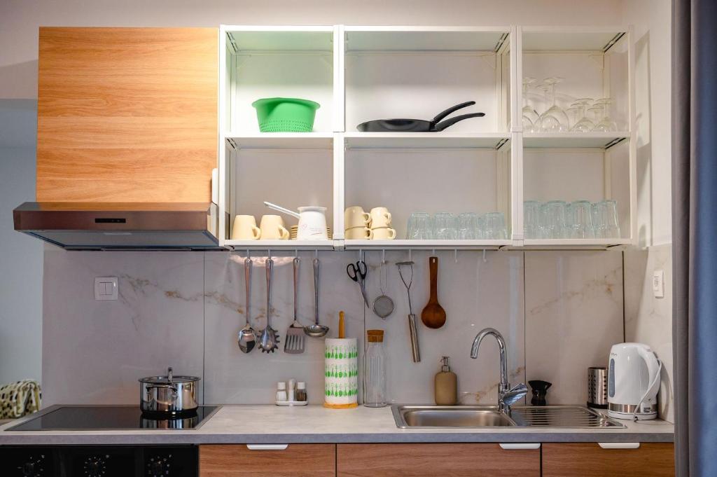 Kuchyň nebo kuchyňský kout v ubytování Apartma na hribu