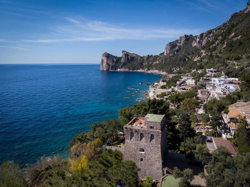 an aerial view of the amalfi coast at Torre Turbolo Apartments in Massa Lubrense