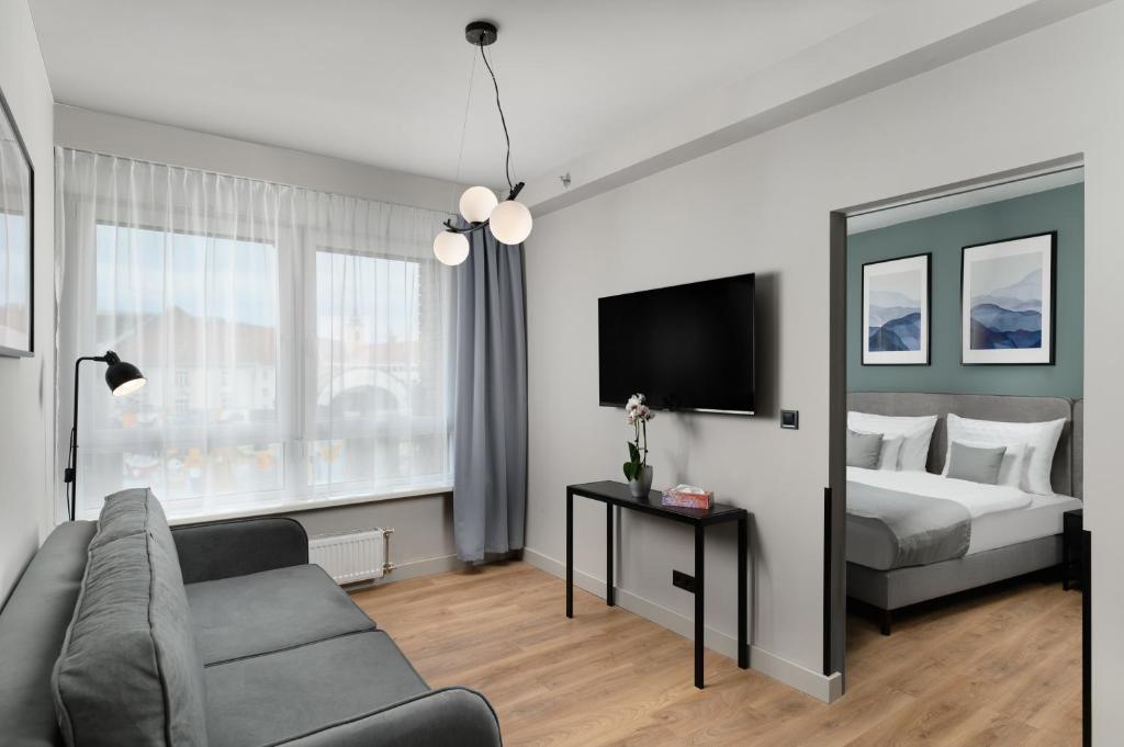 TV a/nebo společenská místnost v ubytování Florin Apart Hotel