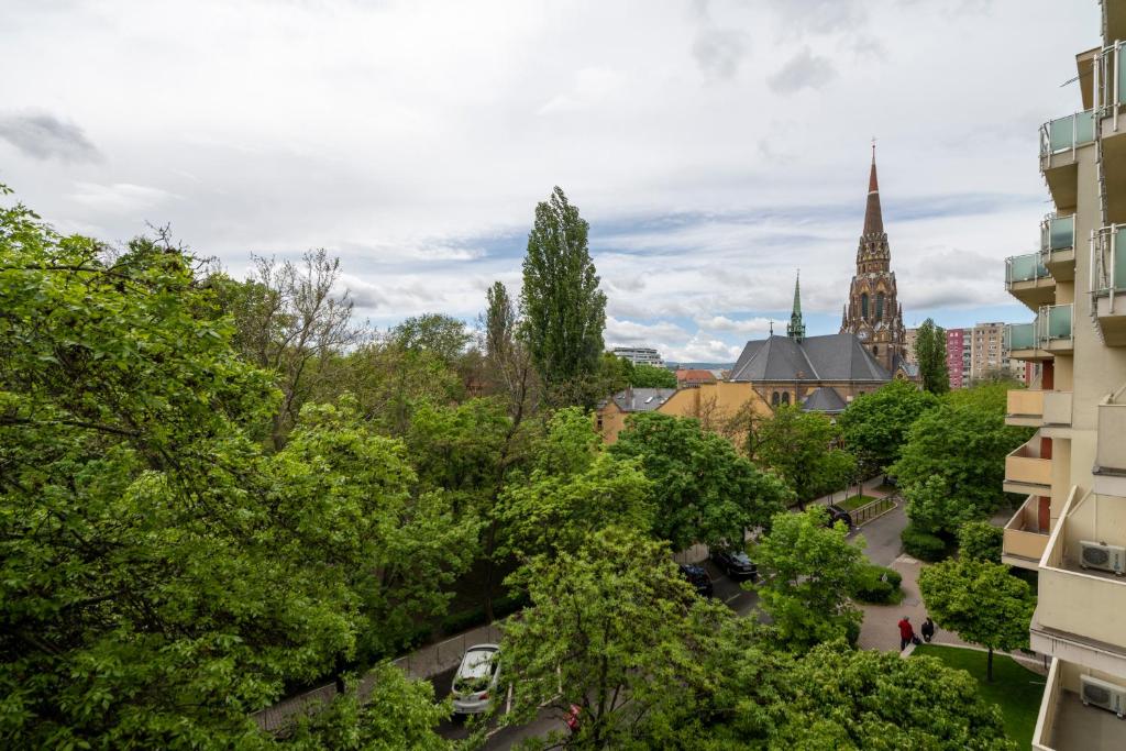 Výhľad na mesto Budapešť alebo výhľad na mesto priamo z apartmánového hotela