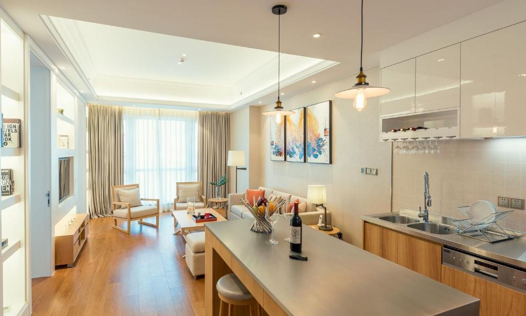 Kuchyň nebo kuchyňský kout v ubytování Residence G Nanshan