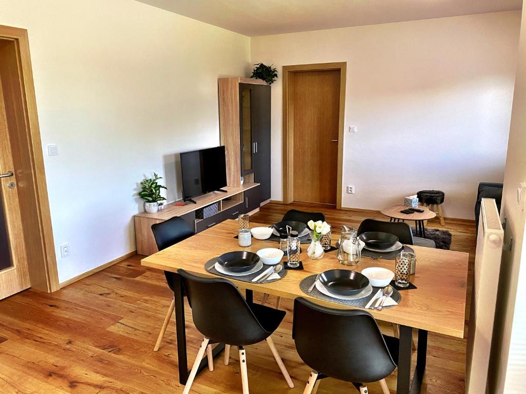 TV a/nebo společenská místnost v ubytování Apartmán NatEmi u sjezdovky Filipovice
