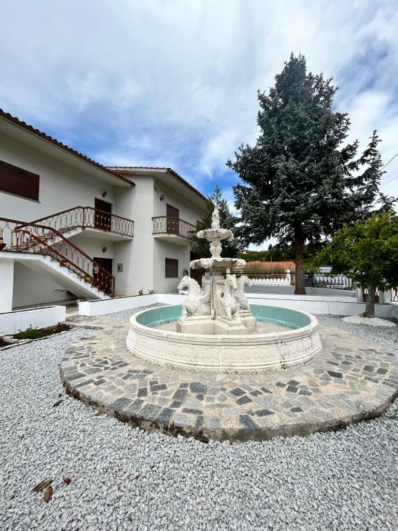 a fountain in the courtyard of a house at Casa Vicente in Lamego