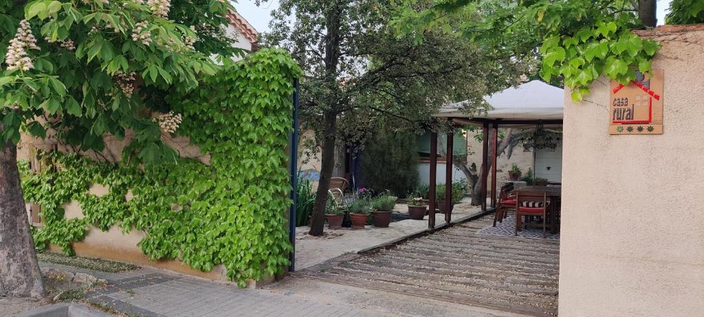 une maison avec du lierre vert sur son côté dans l'établissement Viento de Ladera PISCINA NATURAL y JACUZZI EXT, à Ségovie