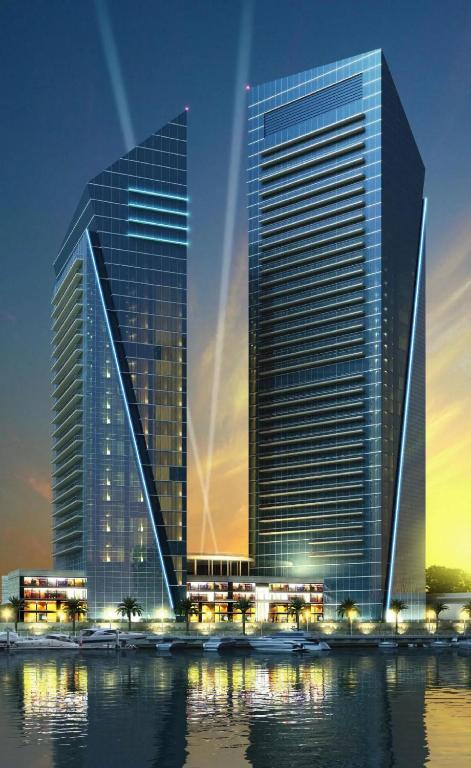 Nespecifikovaný výhled na destinaci Dubaj nebo výhled na město při pohledu z apartmánu