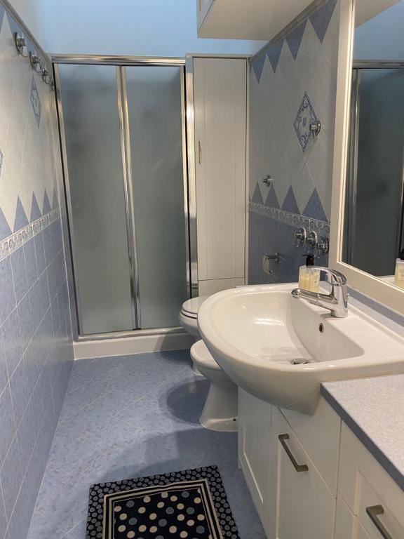 a bathroom with a sink and a toilet and a shower at Capri Suite Dreams in Capri