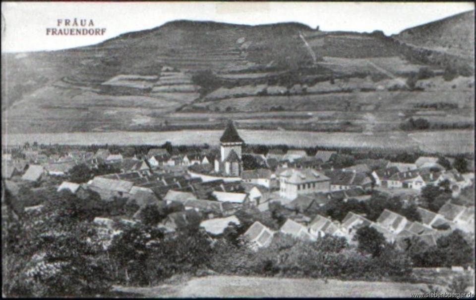 a black and white photo of a town with a church at Winzerei Siebenbürgen Weingut Frauendorf-Bergstadt Landau in Landau an der Isar
