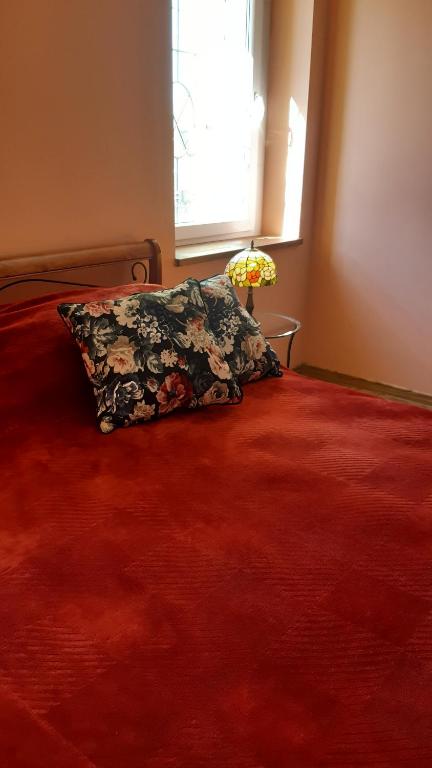 1 dormitorio con cama con almohada en Tatanya Panzió, en Tata
