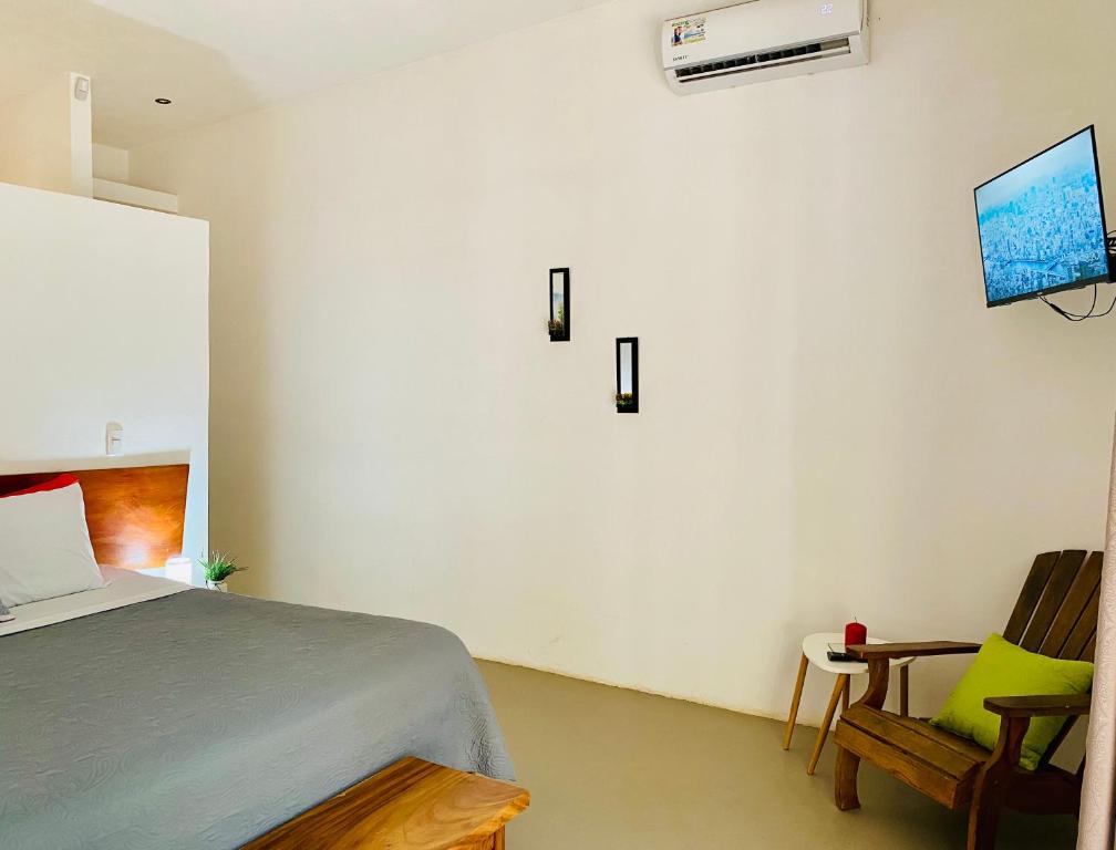 TV a/nebo společenská místnost v ubytování Antema Lodge Secteur Tamarindo, piscine, yoga, gym, jungle et paix