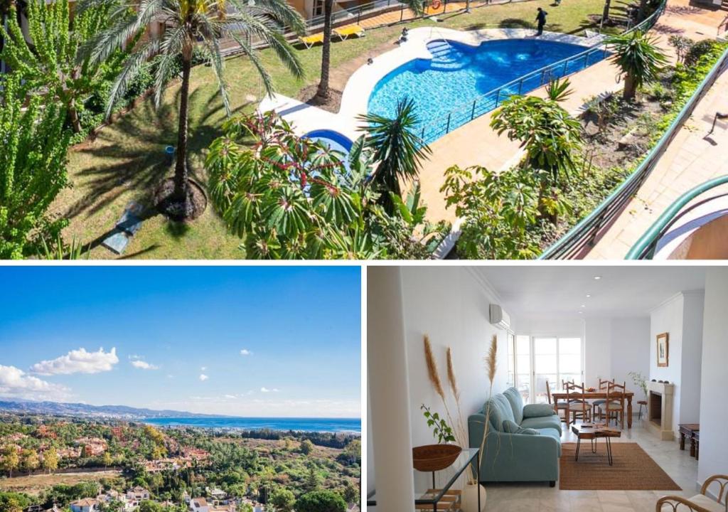 un collage de dos fotos de una villa en Cozy Apartment in Puerto Banus, en Marbella