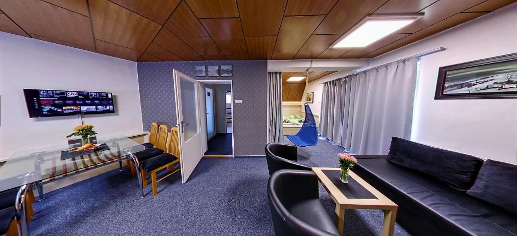TV a/nebo společenská místnost v ubytování Vila Anna Wellness