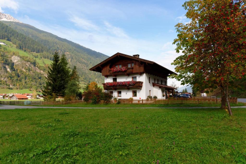 een huis in een veld naast een grasveld bij Ferienheim Gabi in Neustift im Stubaital