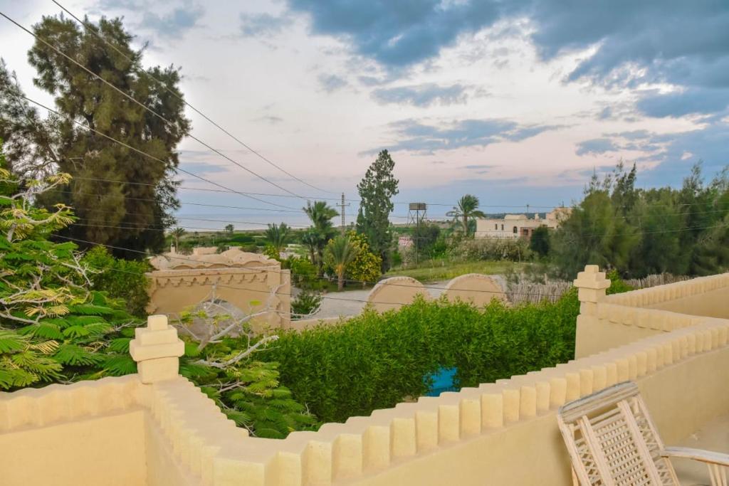 a white fence with a garden in the background at فيلا بيجو in Tunis