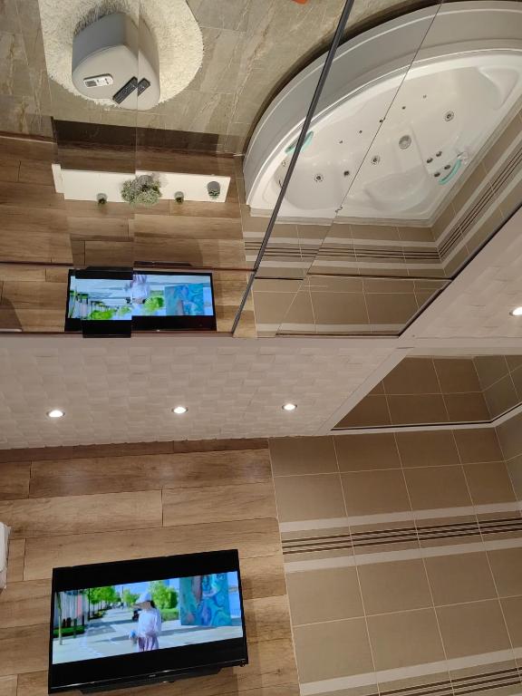 TV a/nebo společenská místnost v ubytování Apartman OGLEDALO