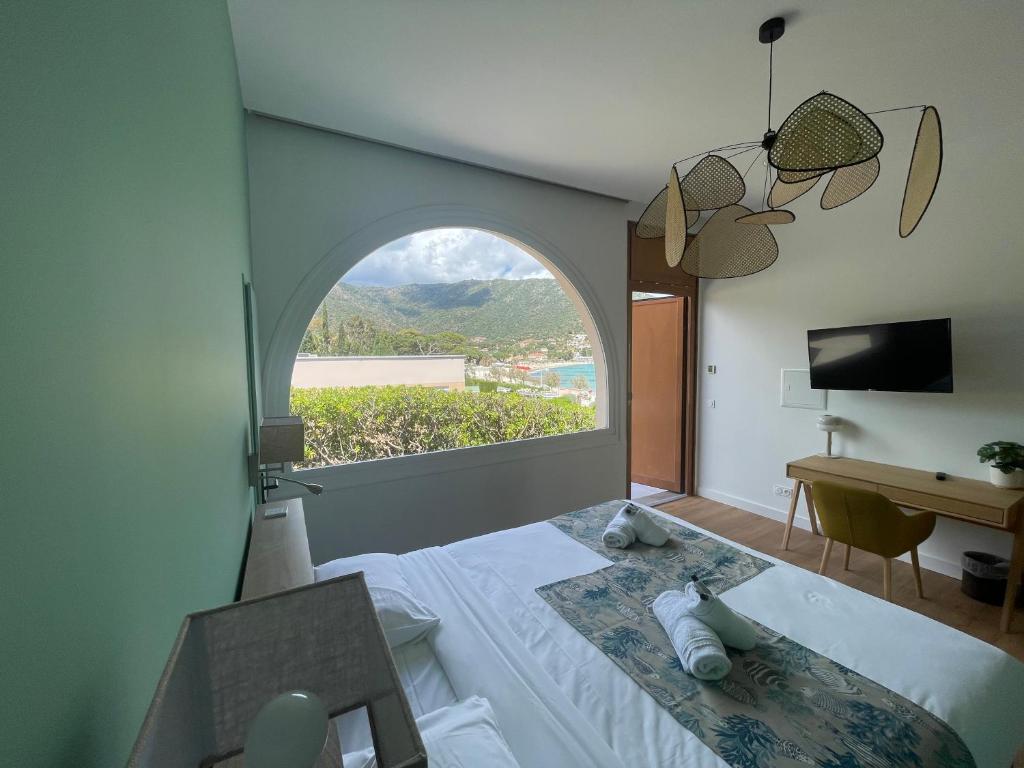 Postel nebo postele na pokoji v ubytování Hôtel Astria