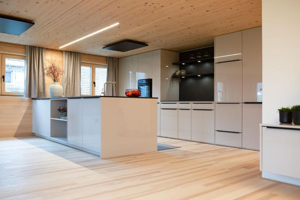 Kuchyň nebo kuchyňský kout v ubytování Bregenzerwälder Appartements Familie Fink
