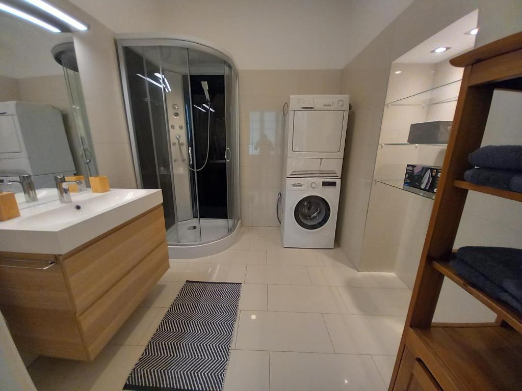 Koupelna v ubytování Korvin One Apartman