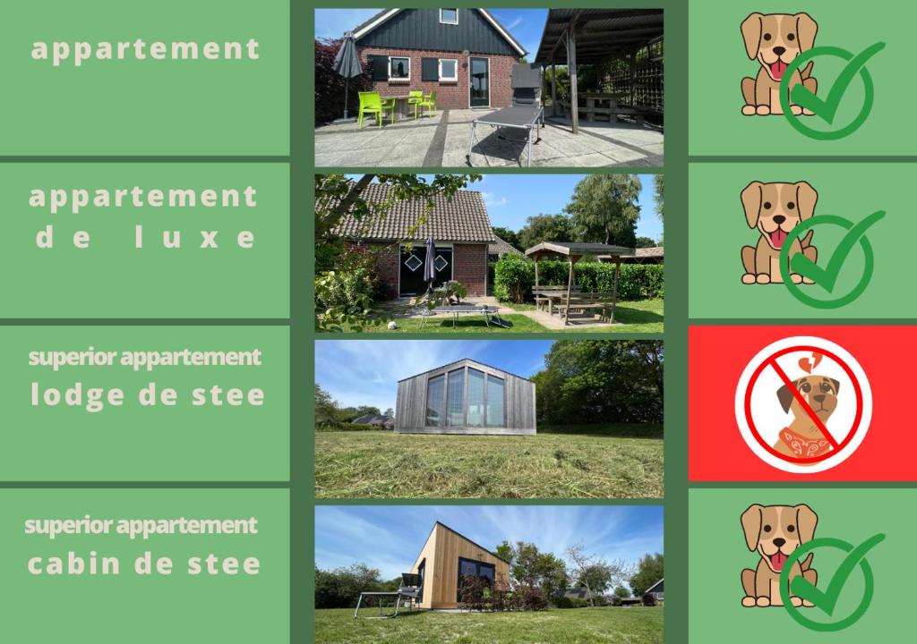 un collage d’images de différents types de maisons dans l'établissement Pullevaart, à Elim