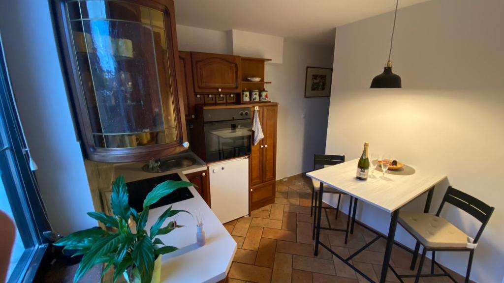 Kuchyň nebo kuchyňský kout v ubytování Apartma Nomad
