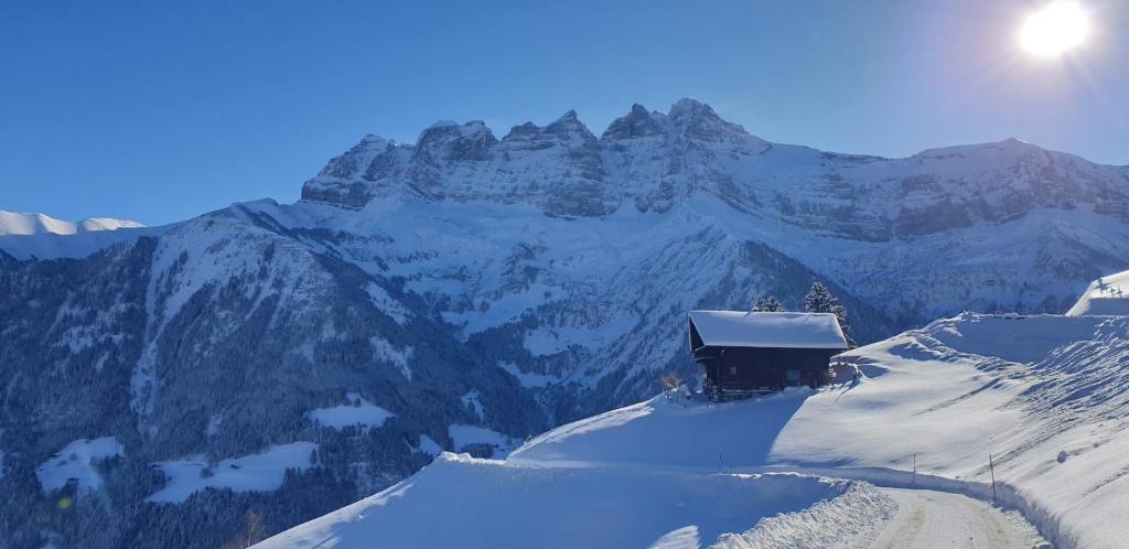 Chalet le Grenier des Crosets, Vue exceptionnelle sur les Dents du Midi v zimě