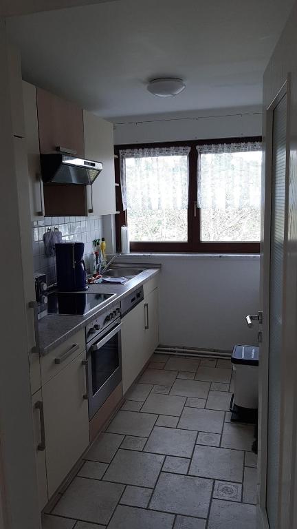Kuchyň nebo kuchyňský kout v ubytování Ferienwohnung-Zweiburgenblick