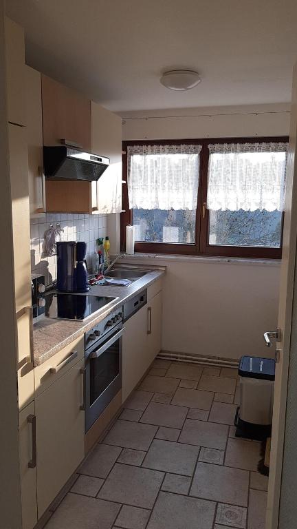 Kuchyň nebo kuchyňský kout v ubytování Ferienwohnung-Zweiburgenblick