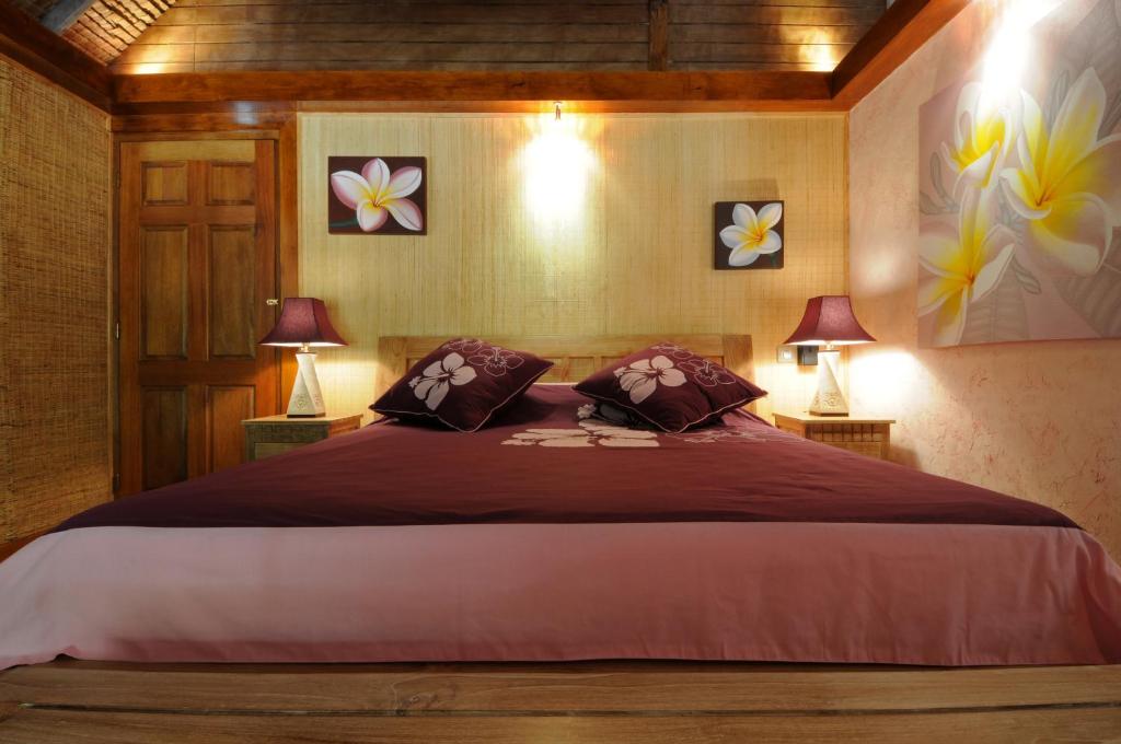 Postel nebo postele na pokoji v ubytování Green Lodge Moorea