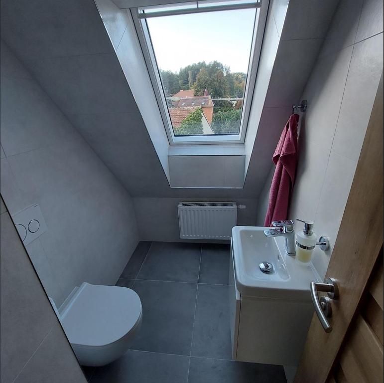 Koupelna v ubytování Apartmány Phlora