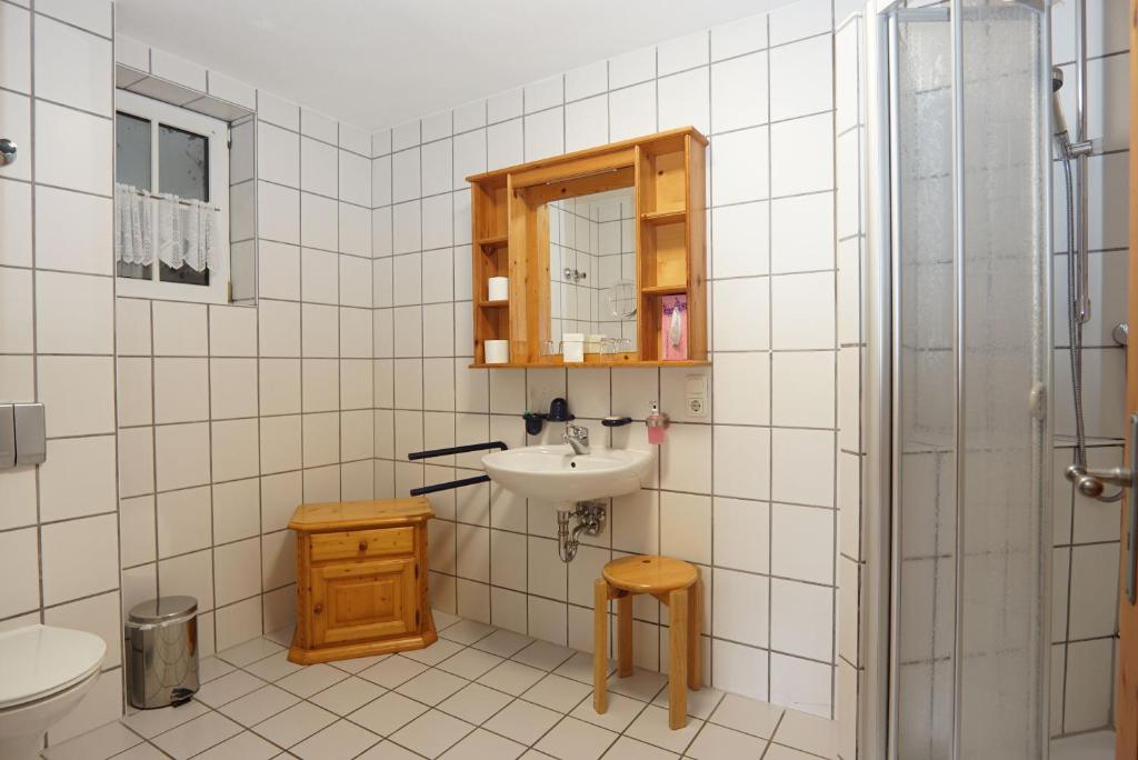 Koupelna v ubytování Feriengut zum Fürst`n mit Außenwhirlpool und Sauna