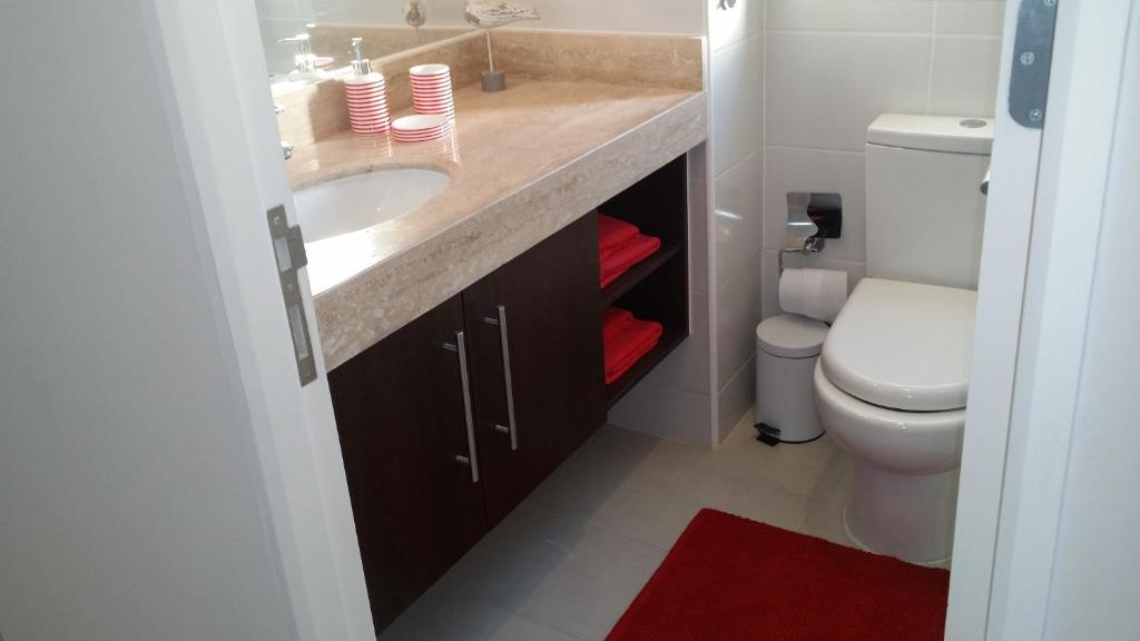 a bathroom with a sink and a toilet at Departamento Ipanema in Temuco