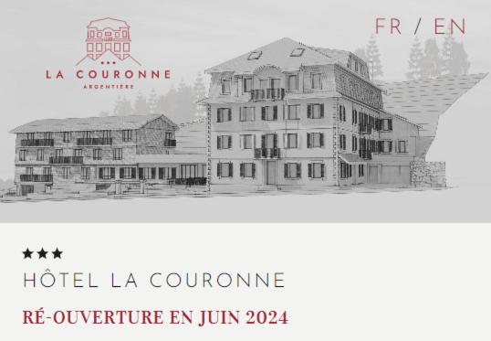 a black and white picture of a hotel la couronne at Hôtel de la Couronne in Chamonix