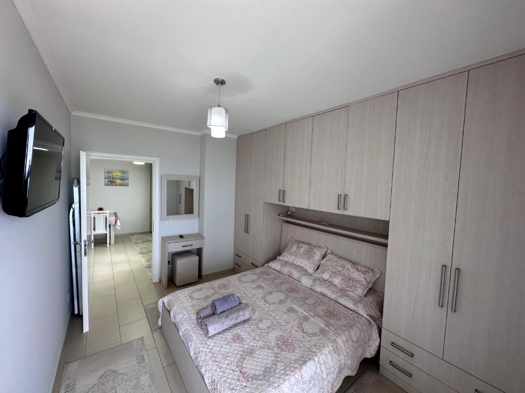Postel nebo postele na pokoji v ubytování Sea view Shengjin
