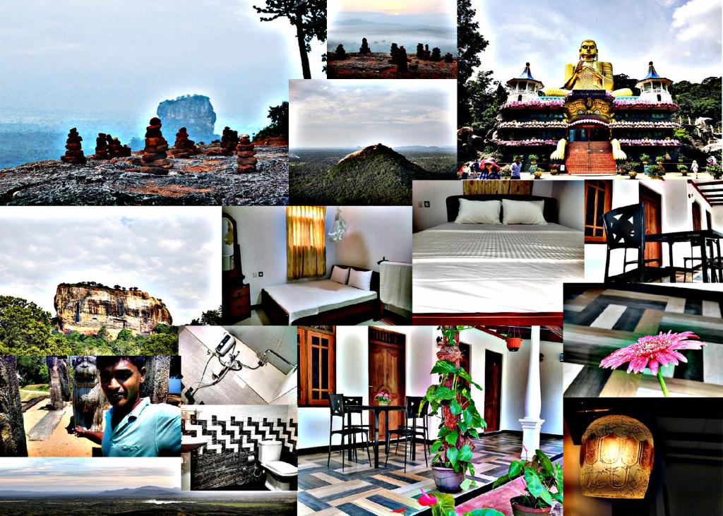 a collage of photos of different types of buildings at Danara Homestay in Sigiriya