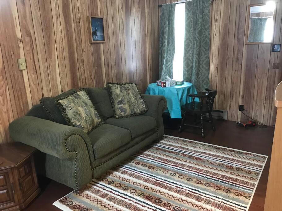 sala de estar con sofá y mesa en A Quaint, Private 1 Bdrm Apt, en South Bend