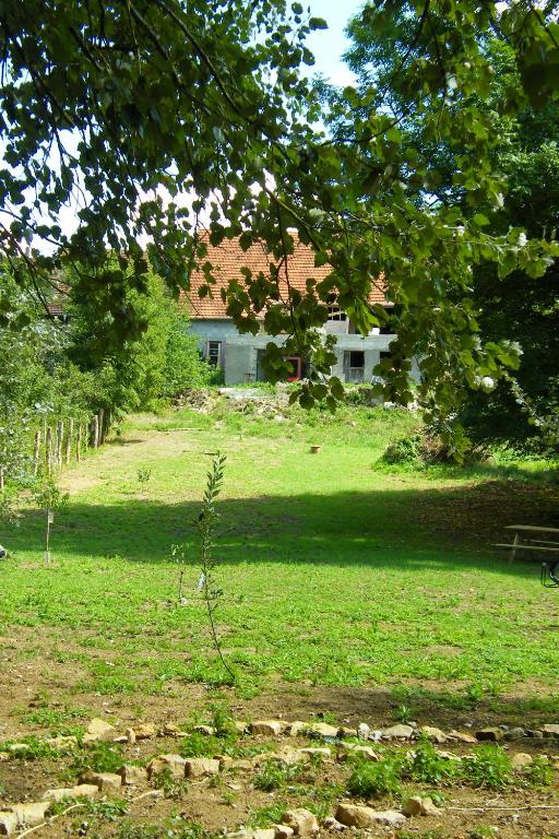 ein Haus auf einem Feld mit einem Baum in der Unterkunft Le Sanglier Sauvage in Bussières-lès-Belmont
