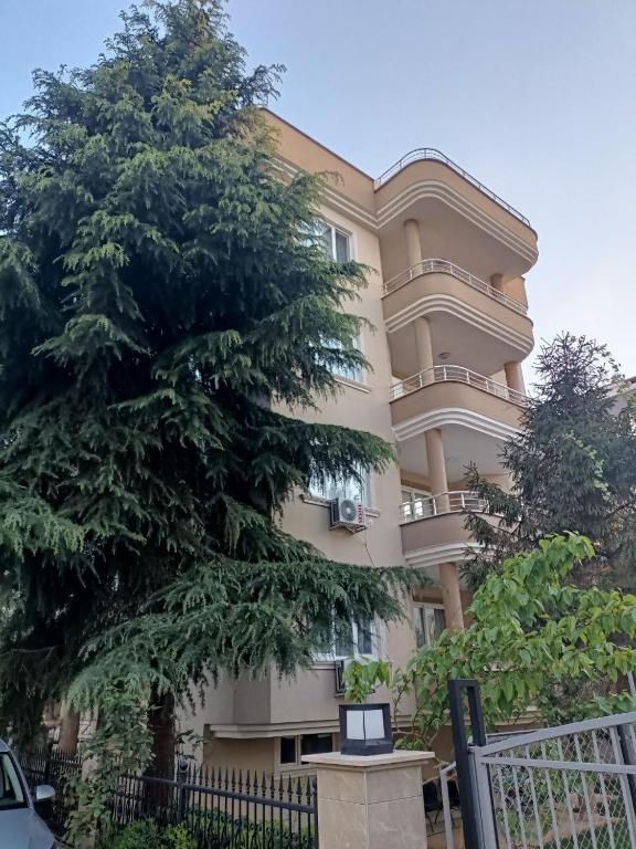 a large building with a tree in front of it at Clove Boutique House Apart in Akcaabat