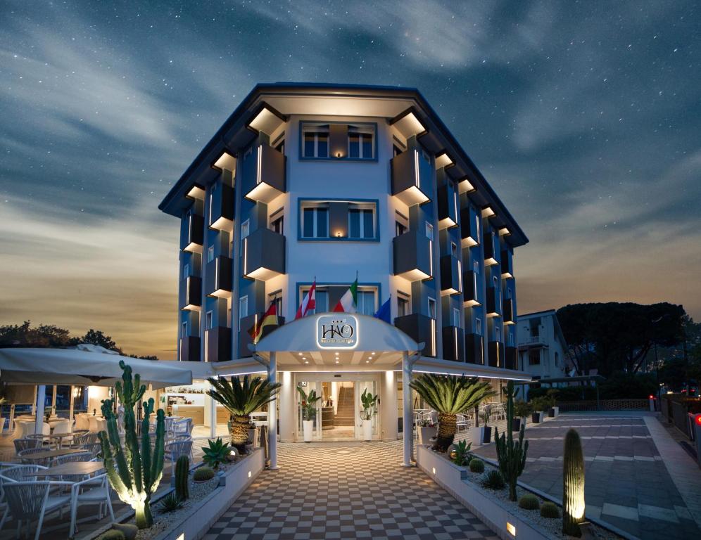 a rendering of a hotel at night at Hotel All'Orologio 3 Stelle Superior in Caorle