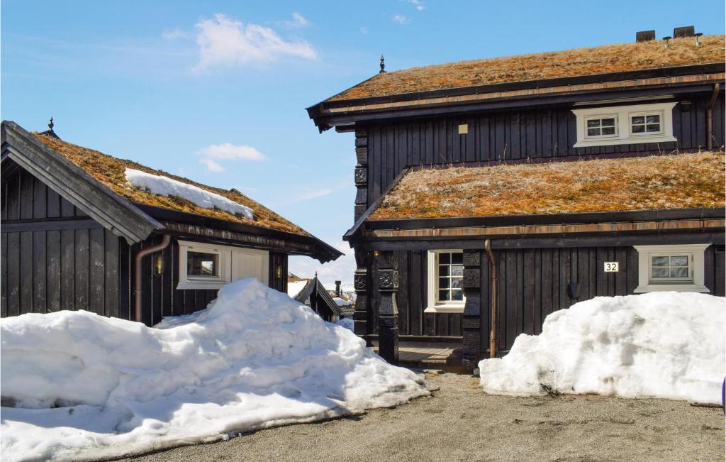 a couple of buildings with snow around them at Lovely Home In Rauland With House A Mountain View in Rauland