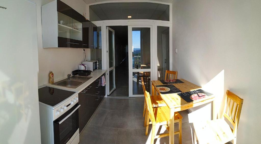 Kuchyň nebo kuchyňský kout v ubytování Hotel Slobi