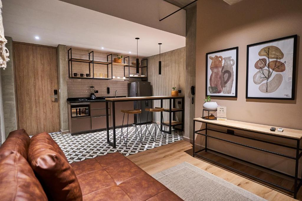Kuchyň nebo kuchyňský kout v ubytování Mosaic Studios Buenavista