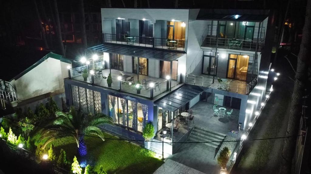 an aerial view of a building at night at Villa MD Grigoleti in Grigoleti