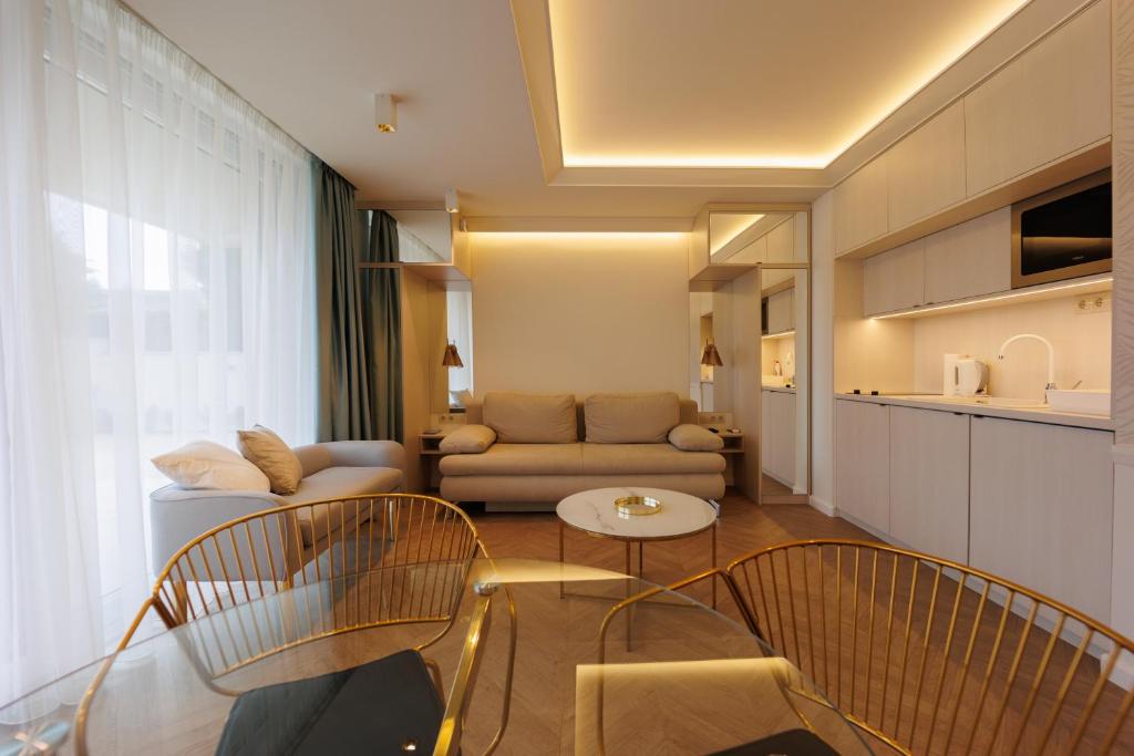 Posezení v ubytování Gold Wave Apartments