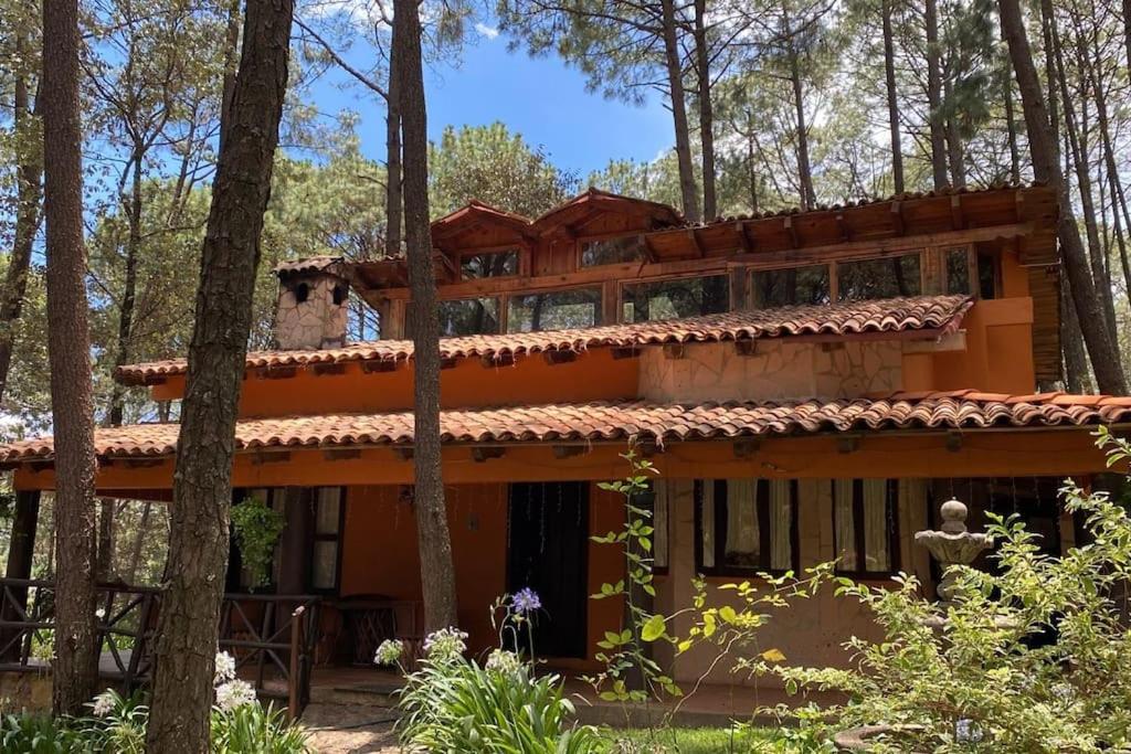 une maison au milieu de la forêt dans l'établissement Cabaña rustica a 1km de cascada, à Mazamitla