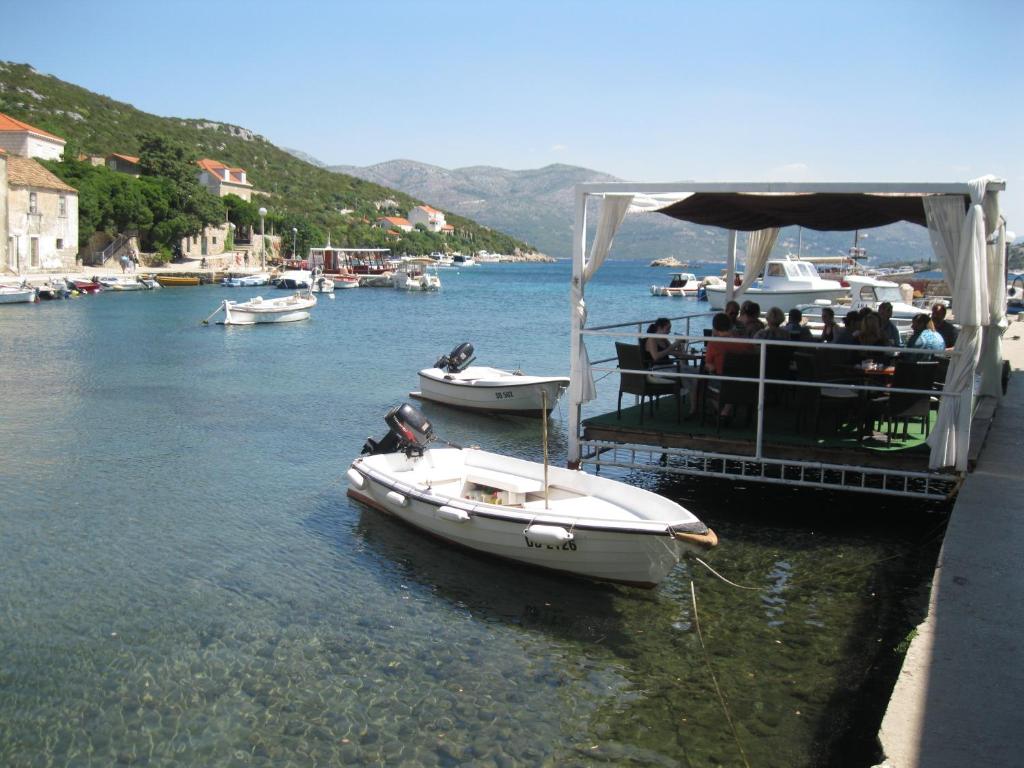 mensen op een boot in een lichaam van water bij Apartments Orica I in Suđurađ