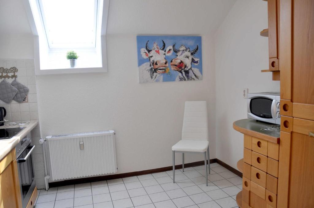 Kuchyň nebo kuchyňský kout v ubytování Ferienwohnung Sperlingslust